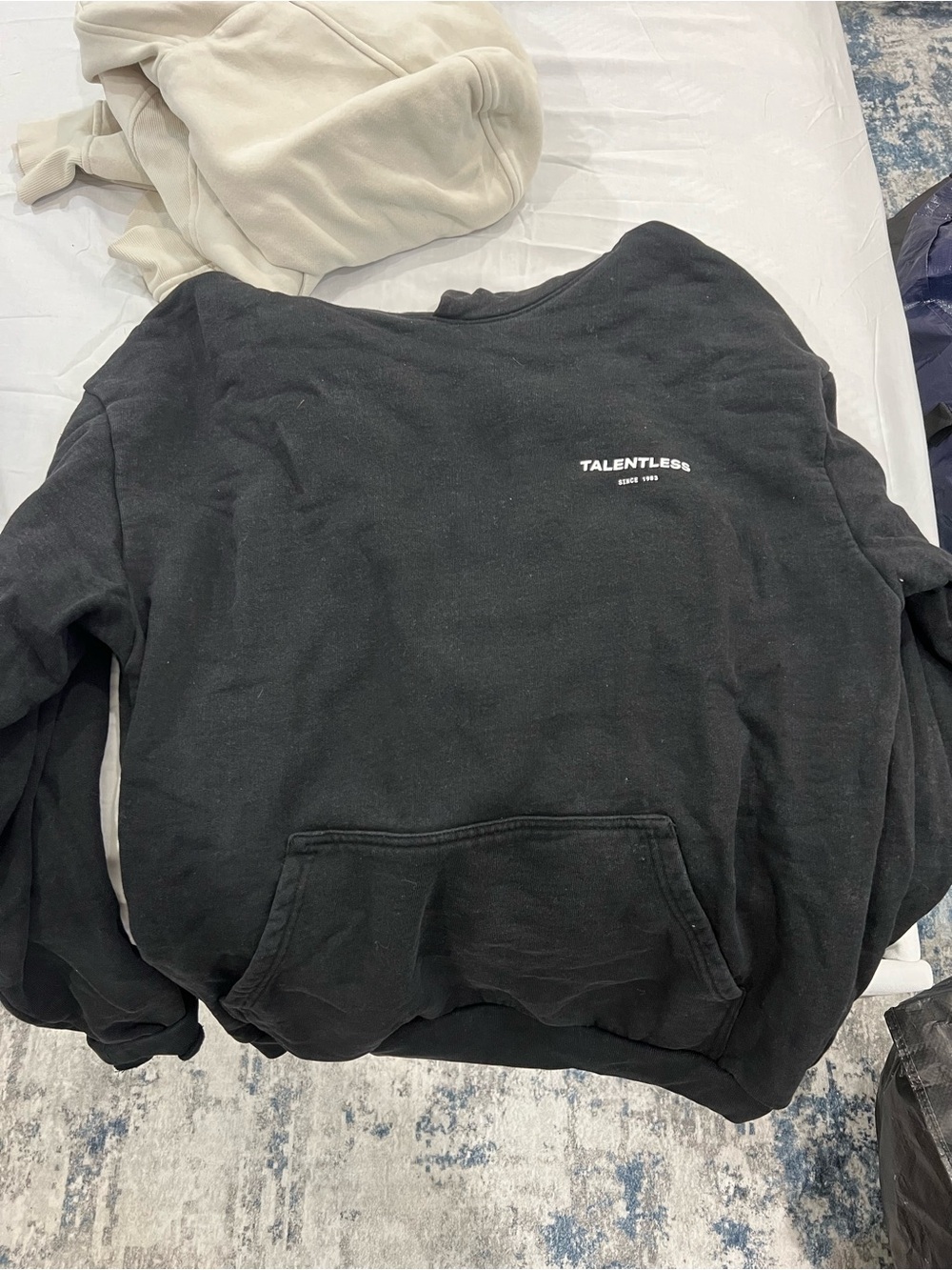 TALENTLESS Black Crewneck Sweatshirt with White Logo